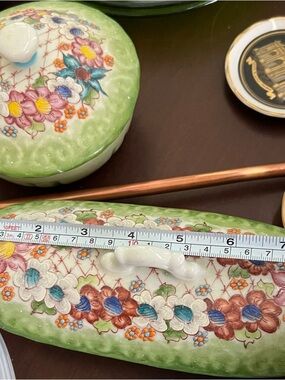 Green Floral Porcelain Decorative Dish Set
